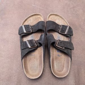 Birkenstock Suede Women's Sandals, Size 37 Narrow (Dark Brown)